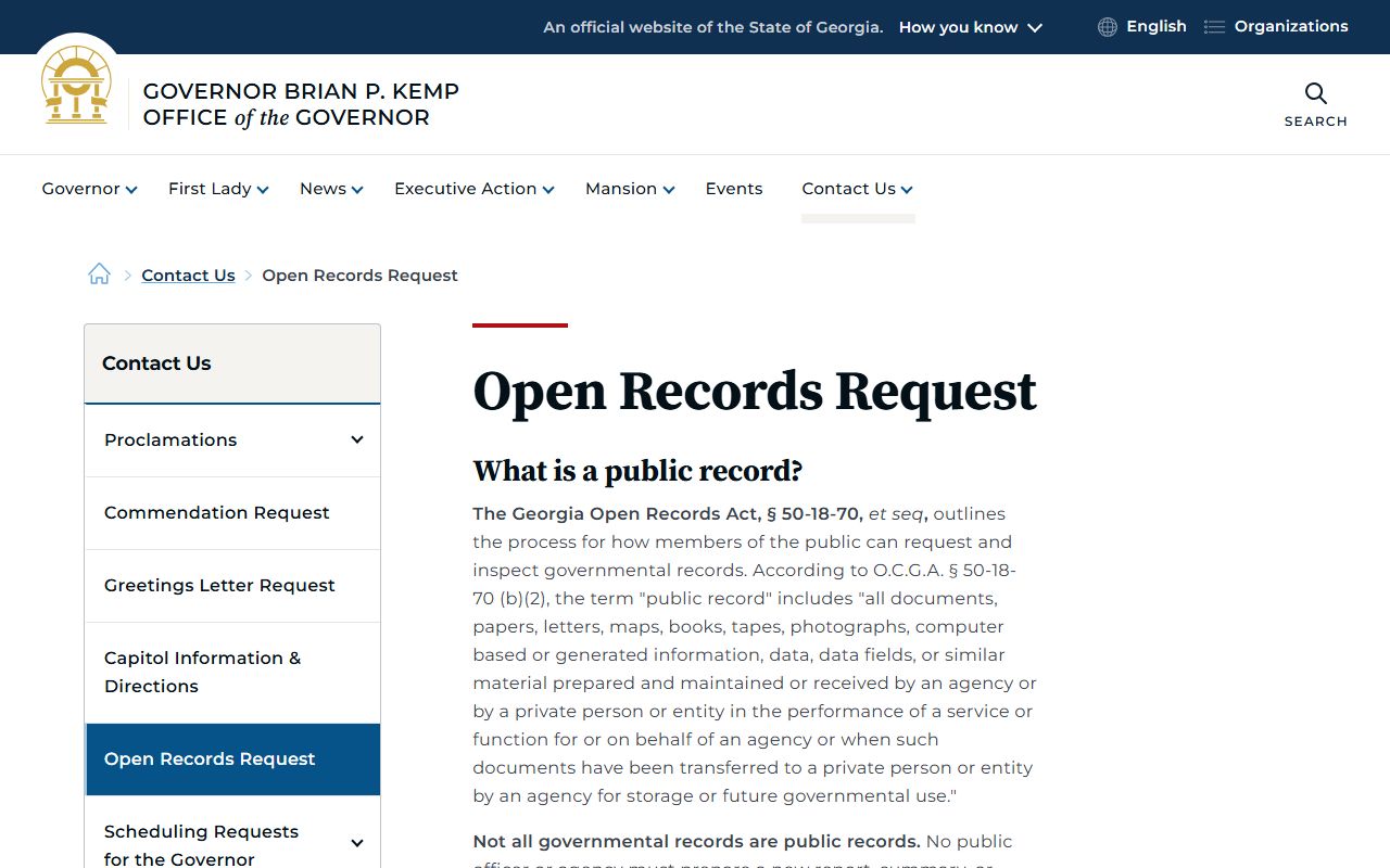 Candler County Clerk of Superior Court open records request guidance