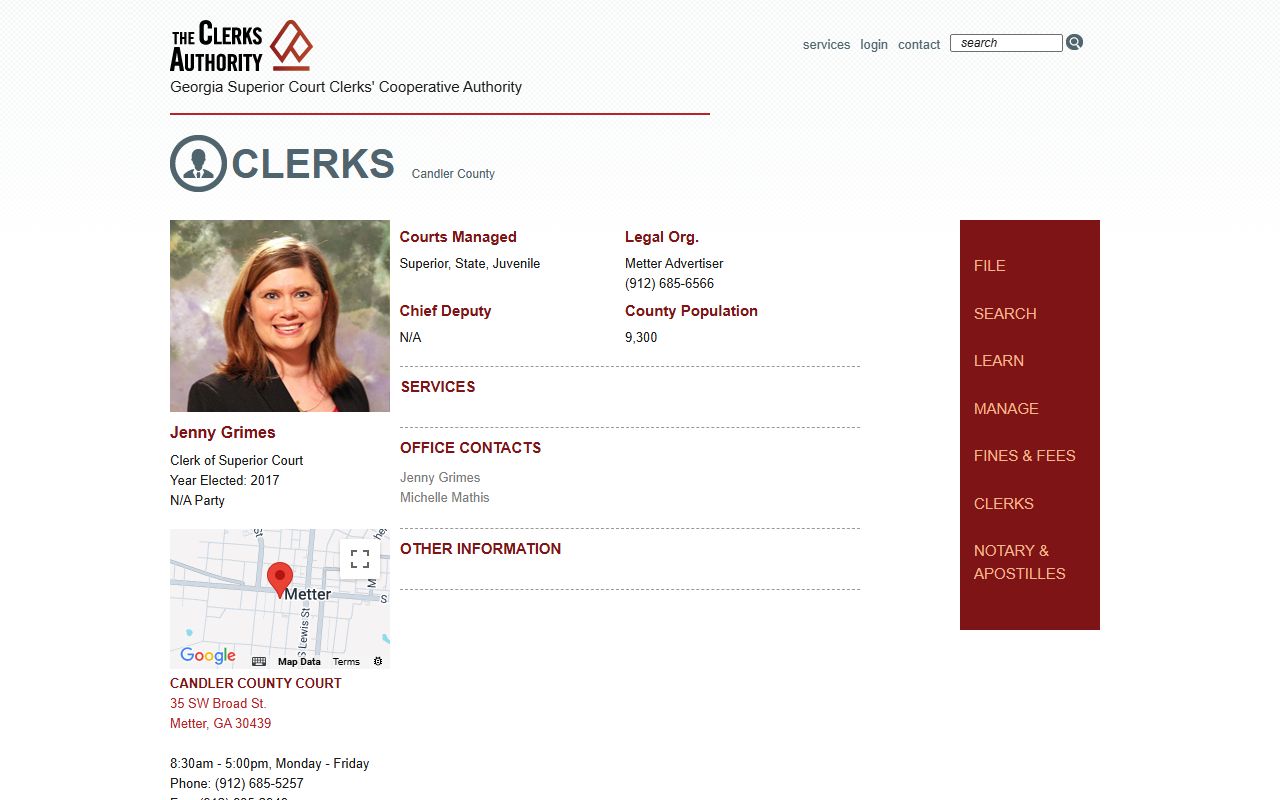 Candler County Clerk of Superior Court GSCCCA profile
