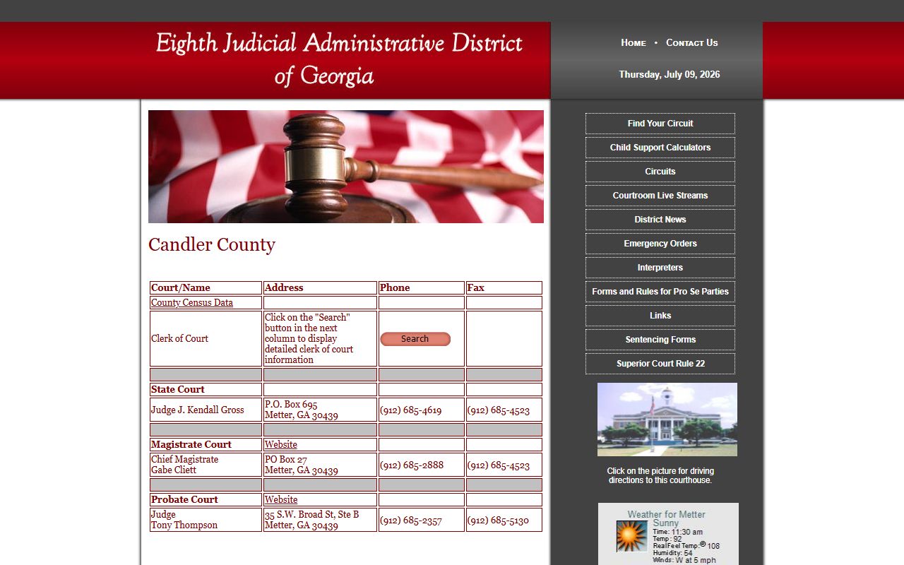 Candler County court records Eighth District court contacts
