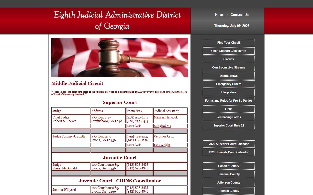 Candler County court records Middle Judicial Circuit page