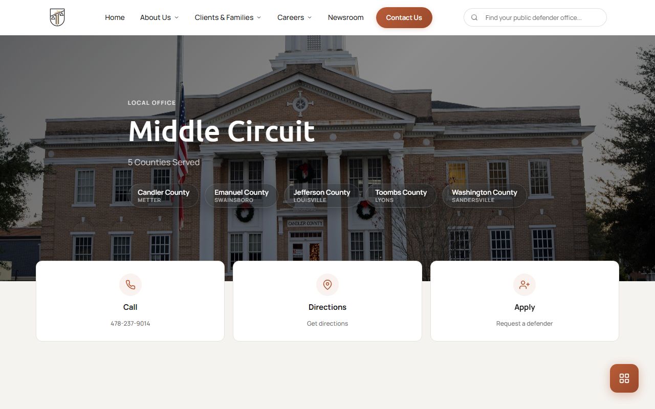Candler County criminal court records Middle Circuit public defender office