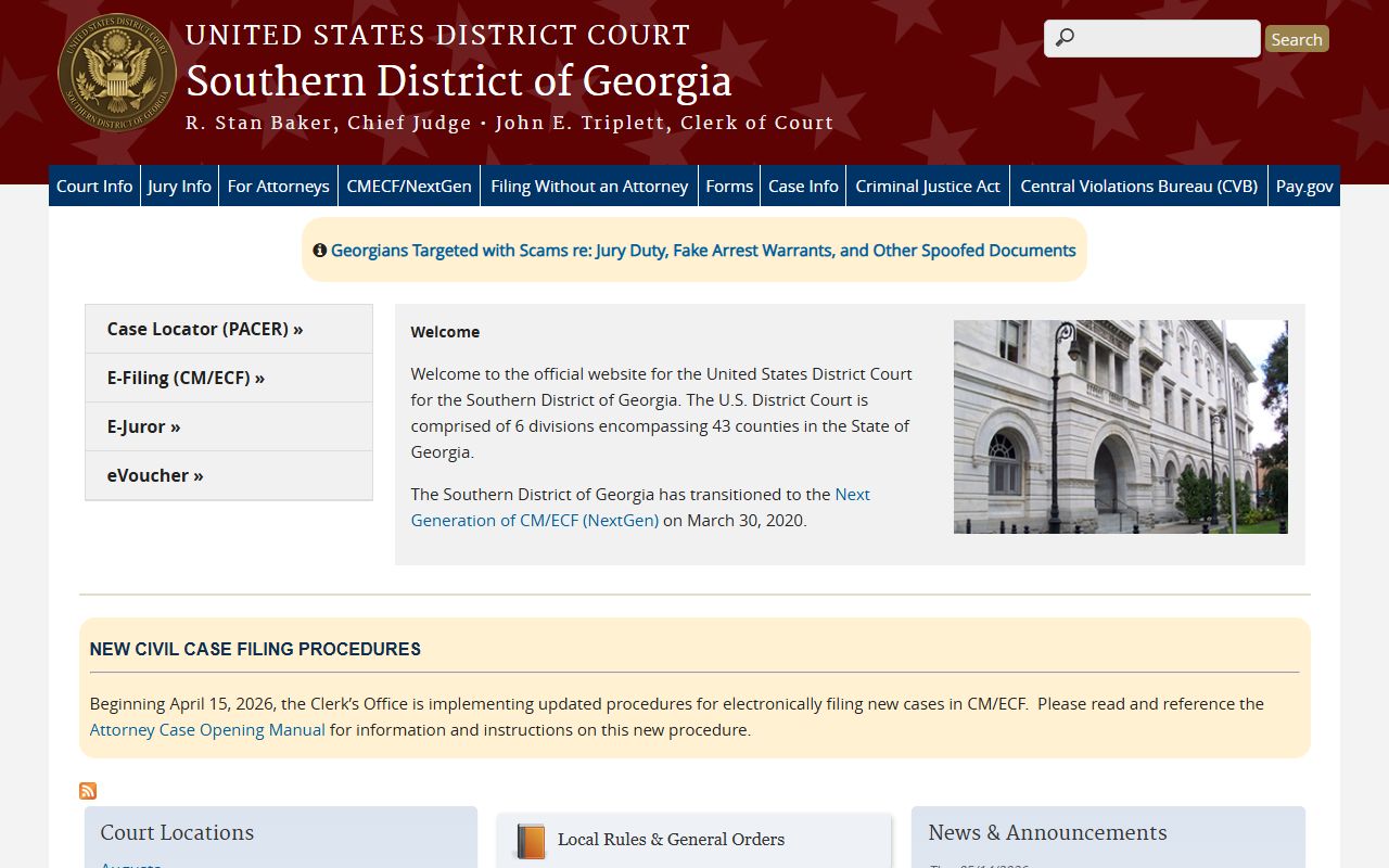 Candler County Superior Court records and Southern District federal court source