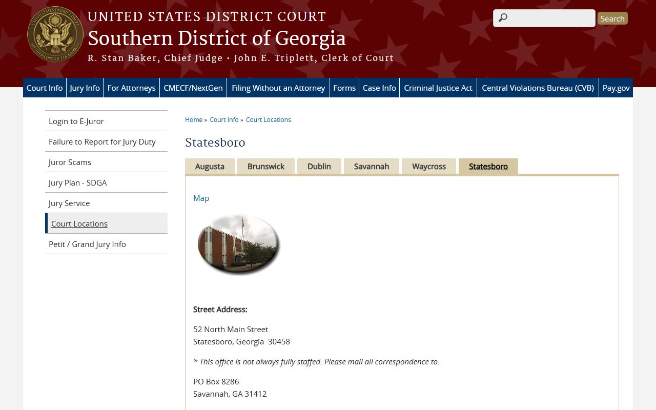 Candler County Superior Court records and Statesboro federal courthouse page