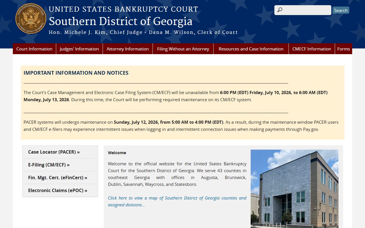 Candler County Superior Court records and Southern District bankruptcy court